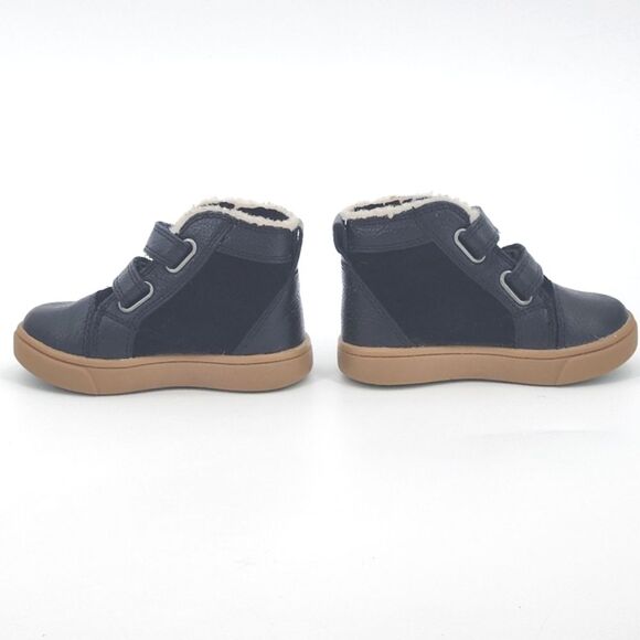UGG Rennon High Top Sneaker Toddler Size 6 Black Leather Wool Trim Winter Casual - Picture 3 of 10